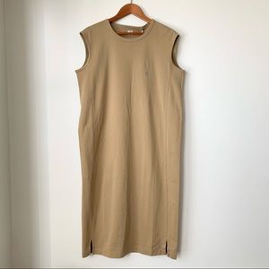 UNIQLO | NWT CREWNECK SLEEVELESS COTTON SHIFT DRESS MIDI LENGTH W/ BELT A-LINE